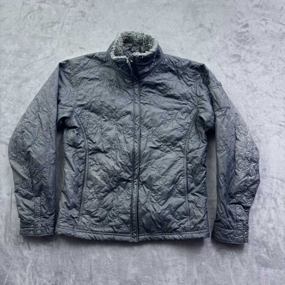 Columbia Womens Core Interchange Floral Rose Quilted Jacket Gray Medium